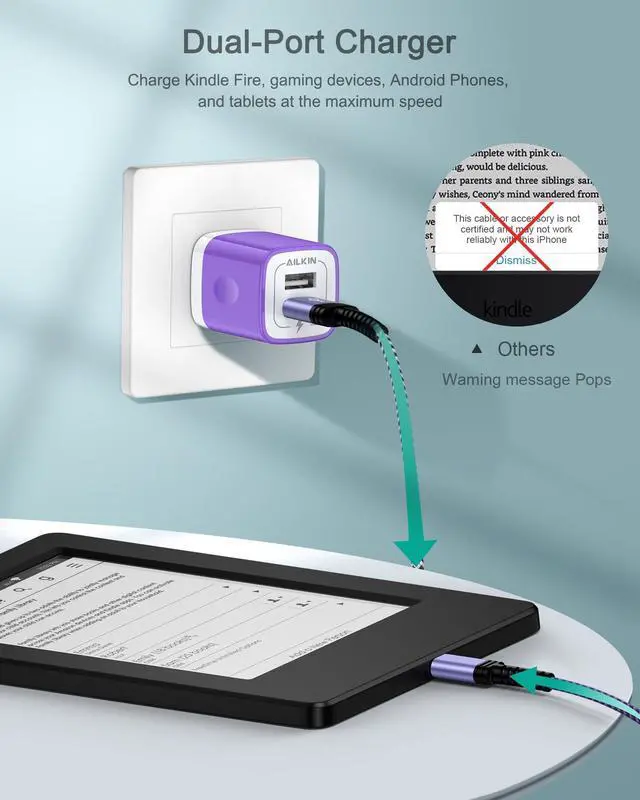 Alt view image 3 of 7 - Micro USB Charging Cable, 6FT Android Charger Cord Fast Charging Cable