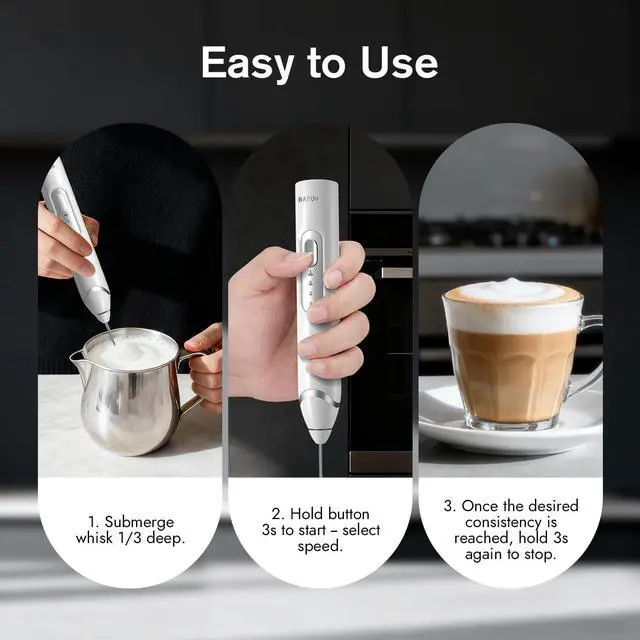 Alt view image 6 of 7 - Handheld Electric Milk Frother: Rechargeable Frother Wand with Stand, 3 Speeds & Detachable Double Whisk Drink Mixer, Froth Stirrer for Latte, Cappuccino, Cream, Matcha, Dalgona Coffee - White