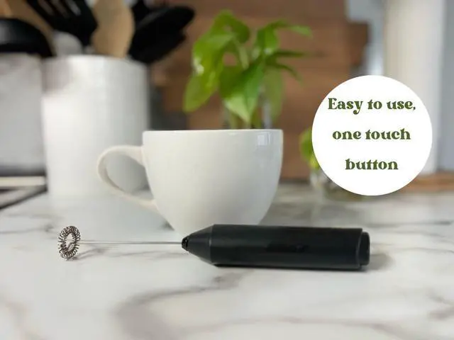 Alt view image 2 of 7 - Powerful Milk Frother for Coffee, Fast Handheld Drink Mixer with Stainless Steel Whisk, Battery Operated Hand Frother Stirrer Wand-Black