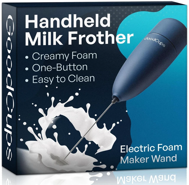 Main image of Milk Frother Handheld Electric Foam Maker Wand with Stainless Steel Whisk Battery Powered Mini Mixer for Coffee, Matcha, Lattes & Cappuccinos