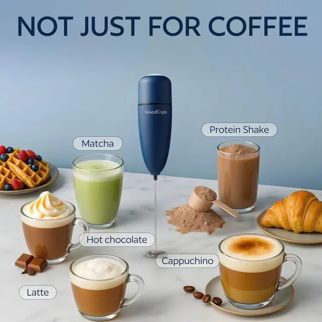 Alt view image 2 of 7 - Milk Frother Handheld Electric Foam Maker Wand with Stainless Steel Whisk Battery Powered Mini Mixer for Coffee, Matcha, Lattes & Cappuccinos
