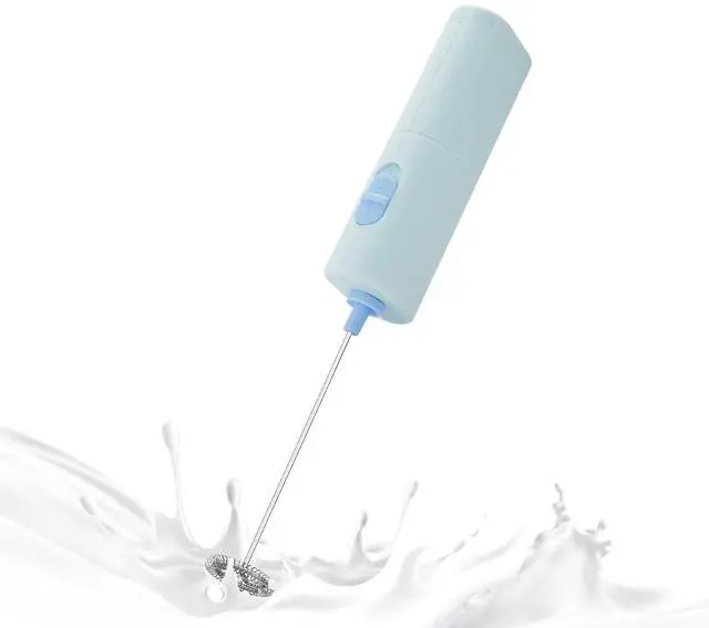 Alt view image 7 of 7 - Portable Coffee Frother by ELMWAY, Battery Operated Electric Whisk, Mini Milk Frother Handled for Coffee, Latte, Matcha and Protein Powder - Light Blue