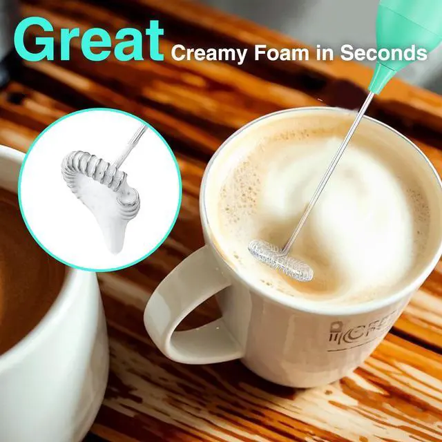 Alt view image 4 of 7 - Powerful Rechargeable Milk Frother Wand with Stand, Handheld Electric Foam Maker, Drink Mixer with Detachable Stainless Steel Whisk for Coffee Latte, Cappuccino, Matcha, Green
