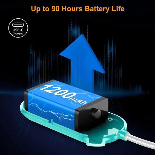 Alt view image 6 of 7 - Rechargeable Book Light for Reading in Bed with 19 LED &Memory Function-Eye Caring 3 Color Temperatures,5 Brightness Levels,90 Hrs Runtime Flexible Goose Neck Clip on Light-Blue