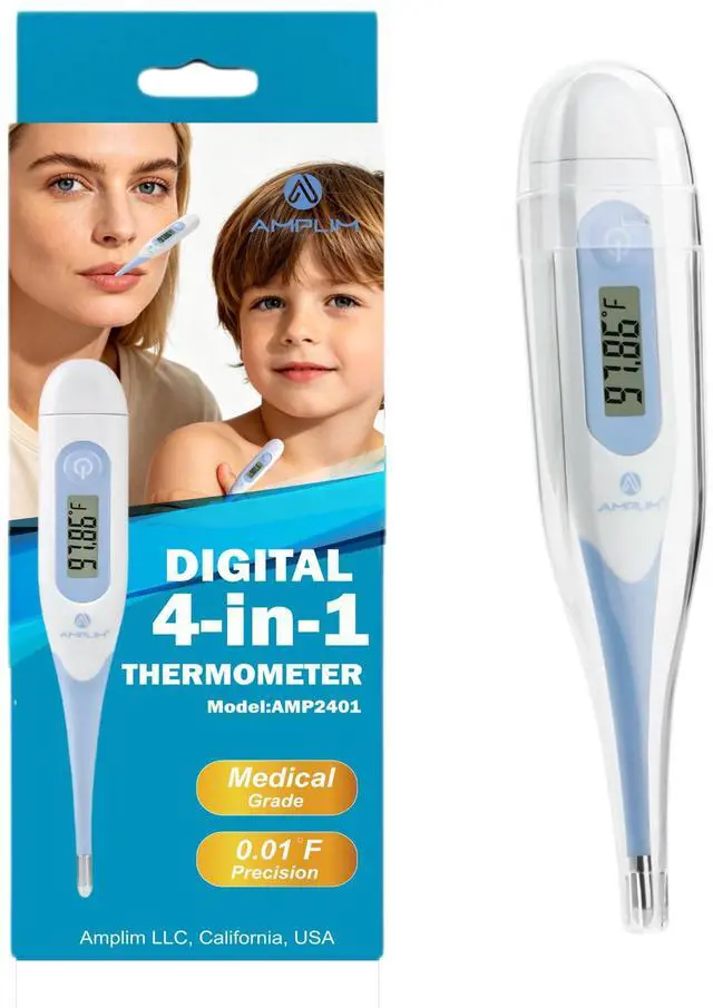 Main image of Digital Basal Thermometer, Medical Grade Accurate BBT for Ovulation Tracking, 1/100th Degree High Precision Fertility Prediction, 60-Sec Read, Memory Recall, Flexible Waterproof Tip (Blue)