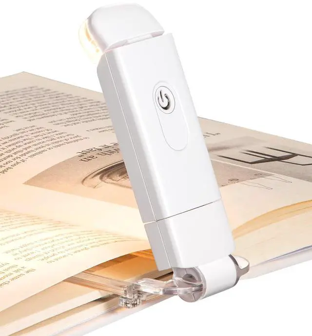 Main image of Book Reading Light, Rechargeable Booklight for Reading at Night, Clip on LED Book for Kids, Bookworms, Blue Light Blocking, 4 Brightness Adjustable for Eye Care (White)