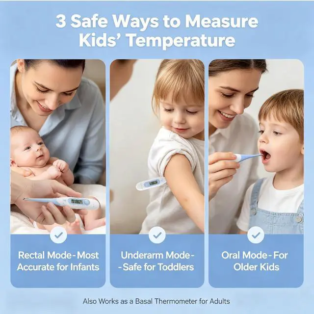 Alt view image 5 of 7 - Digital Basal Thermometer, Medical Grade Accurate BBT for Ovulation Tracking, 1/100th Degree High Precision Fertility Prediction, 60-Sec Read, Memory Recall, Flexible Waterproof Tip (Blue)