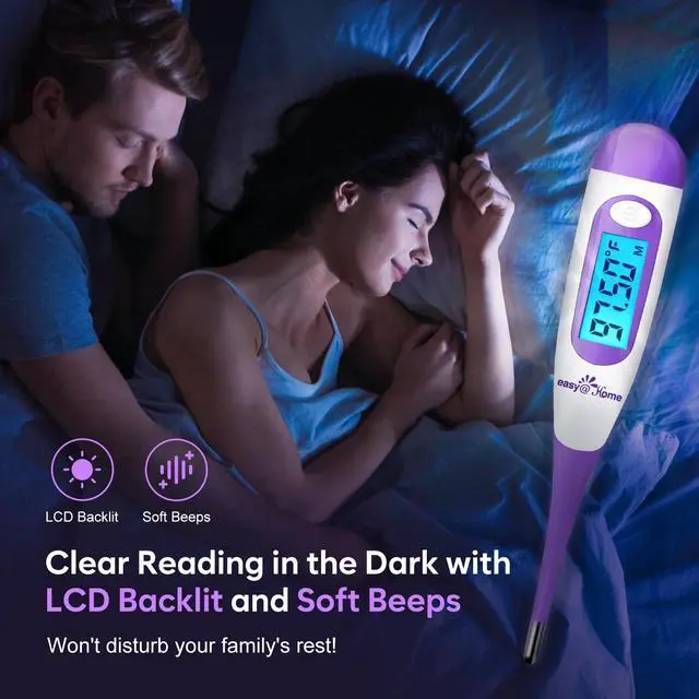 Alt view image 3 of 7 - Digital Basal Thermometer with Large Backlight LCD Display, 1/100th Degree High Precision and Memory Recall, NOT Bluetooth Enabled,Upgraded EBT-100B-P (Purple)