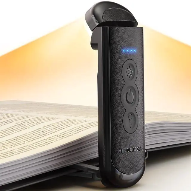 Main image of Book Light Rechargeable, Eye-Care Clip on Reading Light for Books in Bed, 3 Color & Stepless Dimming, 140H Long Lasting Book Lights for Reading at Night, Gifts for Book Lovers(Black)