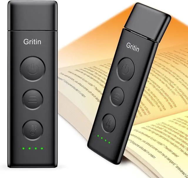 Main image of Book Light Rechargeable, Eye Caring 3-Color & 5-Brightness Clip on LED Reading Light for Books in Bed- Stepless Dimming, Long Lasting, Compact Size Flexible Book Lamp for Bookworms-Black