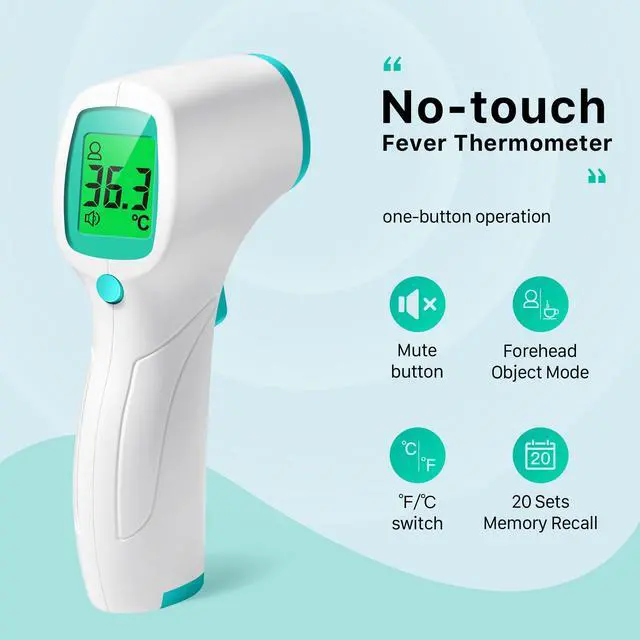 Alt view image 2 of 7 - Non Contact Forehead Thermometer for Adults and Kids, Digital No-Touch Infrared Thermometer Temperature Gun for Baby 3 Color Fever Alarm Accurate Reading 1s Fast Accurate Reading