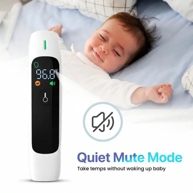 Alt view image 6 of 7 - No-Touch Infrared Forehead Thermometer for Adults & Kids 1-Second Fast Reading, 3-Mode Digital Thermometer (Forehead, Object & Room), Fever Alarm with 3-Color Indicator, Mute Mode, 35 Memory Recall