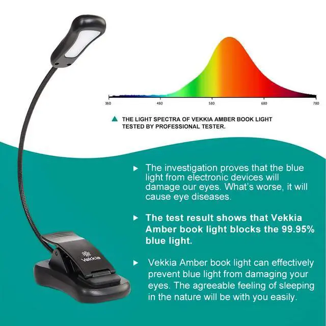 Alt view image 3 of 6 - /LuminoLite Rechargeable Amber Book Light, Clip on Lights for Reading in Bed, 3 Brightness × 3 Color Temperature, 2.1 oz Lightweight, 70 Hrs Reading, Perfect for Readers & Kids (Black)