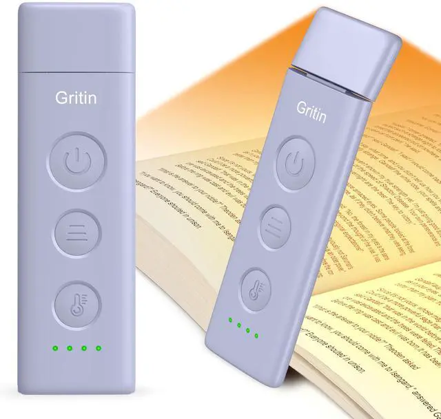Main image of Book Light Rechargeable, Eye Caring 3-Color & 5-Brightness Clip on LED Reading Light for Books in Bed- Stepless Dimming, Long Lasting, Compact Size Flexible Book Lamp for Bookworms-Purple