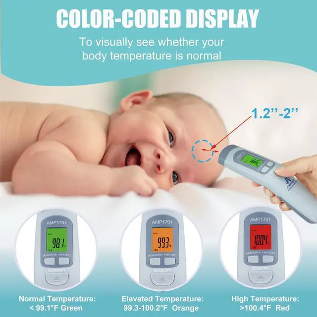 Alt view image 4 of 7 - Medical Grade Forehead Thermometer for Adults, Kids, Baby, Non-Contact Digital Infrared Thermometer, Instant Read, Accurate & Fast Fever Detection, for Home, Clinic, Office Use