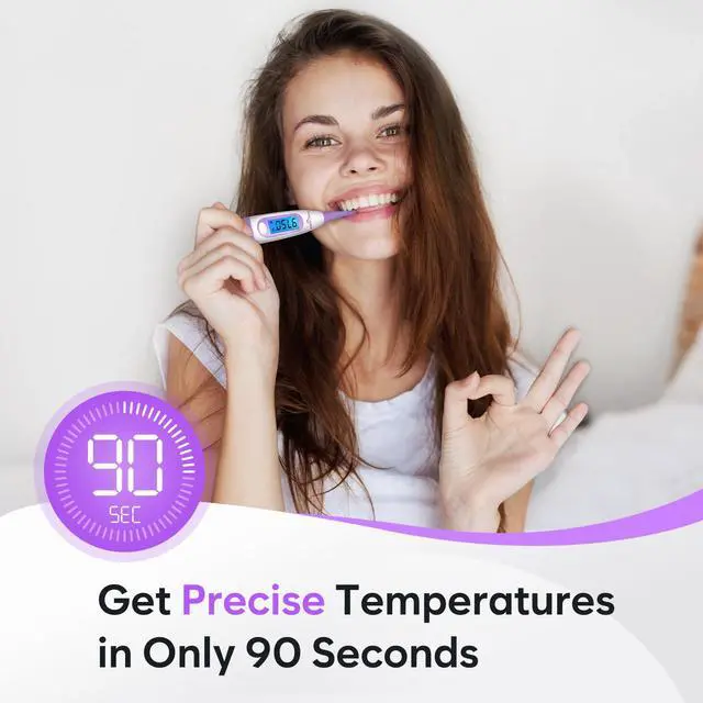 Alt view image 6 of 7 - Digital Basal Thermometer with Large Backlight LCD Display, 1/100th Degree High Precision and Memory Recall, NOT Bluetooth Enabled,Upgraded EBT-100B-P (Purple)