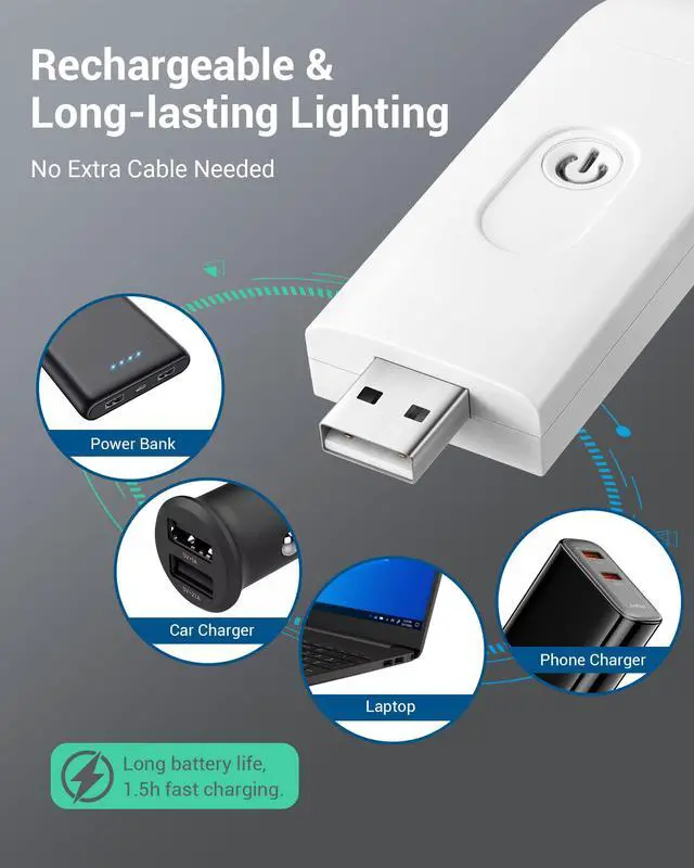 Alt view image 3 of 7 - Book Reading Light, Rechargeable Booklight for Reading at Night, Clip on LED Book for Kids, Bookworms, Blue Light Blocking, 4 Brightness Adjustable for Eye Care (White)