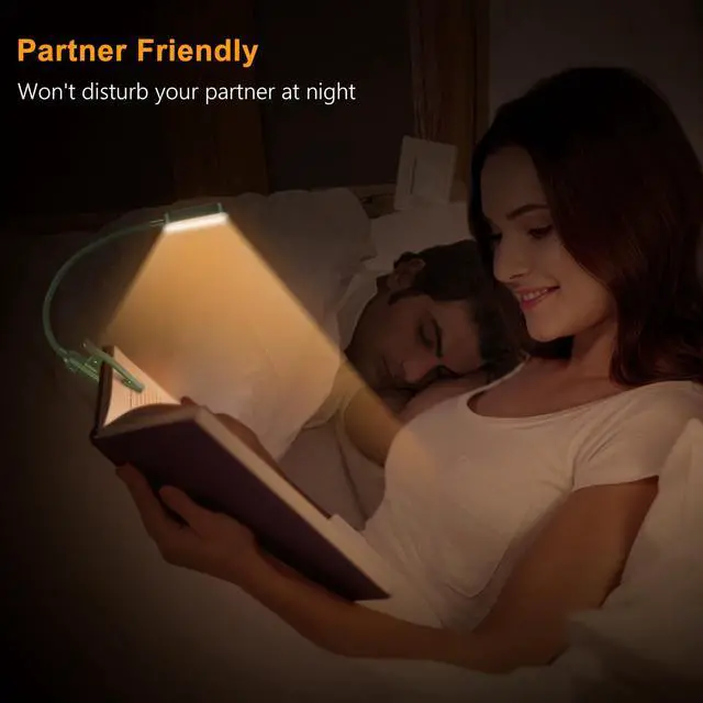 Alt view image 6 of 6 - 16 LED Rechargeable Book Light for Reading in Bed- Eye Caring 3 Color Temperatures, Stepless Dimming Brightness, 80 Hrs Runtime, Lightweight Flexible Clip on Light for Book Lovers-Dark Green