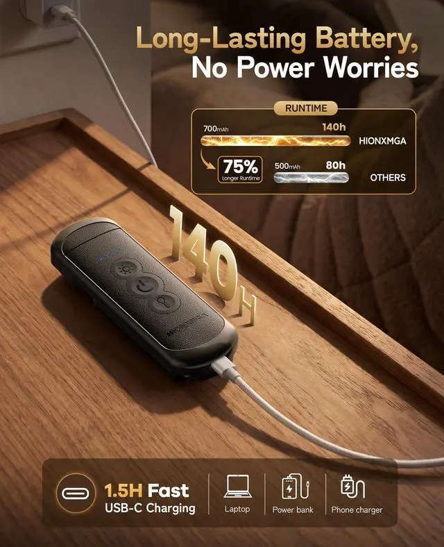 Alt view image 4 of 7 - Book Light Rechargeable, Eye-Care Clip on Reading Light for Books in Bed, 3 Color & Stepless Dimming, 140H Long Lasting Book Lights for Reading at Night, Gifts for Book Lovers(Black)