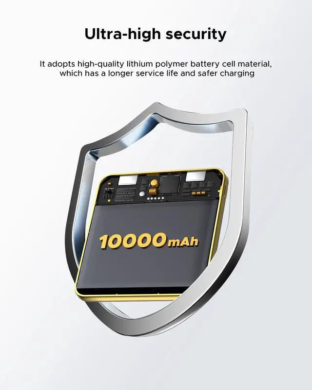 Alt view image 5 of 7 - 10000mAh Portable Charger, Built-in Cable Power Bank, 22.5W Fast Charging Power Supply, smart LED Display, Compact External Battery, Suitable for iPhone, Samsung, Tablet Computers