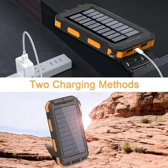 Alt view image 4 of 7 - 38800mAh Solar Power Bank, Portable Charger USB-C Fast Charging Compatible with iPhone Samsung, Dual LED Flashlight Battery Pack, 3 Output Backup Charger for Camping Hiking Outdoor Emergency
