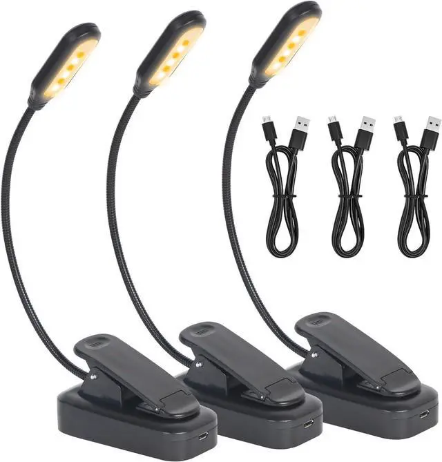 Main image of USB-C Rechargeable Book Light for Reading in Bed 3 Pack, LED Book Lights with 3 Color Temperature Reading Light, Easily Clip on to a Small Mini Lightweight Book Lights for Read Book Lovers