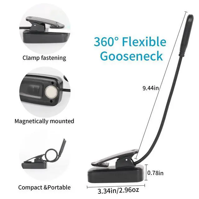 Alt view image 4 of 6 - USB-C Rechargeable Book Light for Reading in Bed 3 Pack, LED Book Lights with 3 Color Temperature Reading Light, Easily Clip on to a Small Mini Lightweight Book Lights for Read Book Lovers