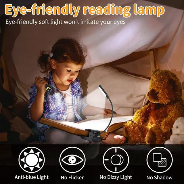 Alt view image 5 of 6 - USB-C Rechargeable Book Light for Reading in Bed 3 Pack, LED Book Lights with 3 Color Temperature Reading Light, Easily Clip on to a Small Mini Lightweight Book Lights for Read Book Lovers