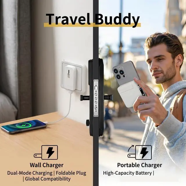 Alt view image 2 of 7 - Detachable Wall Plug Portable Charger 15000mAh Power Bank 22.5W