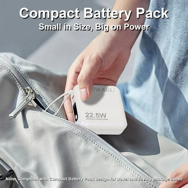 Alt view image 5 of 7 - Detachable Wall Plug Portable Charger 15000mAh Power Bank 22.5W