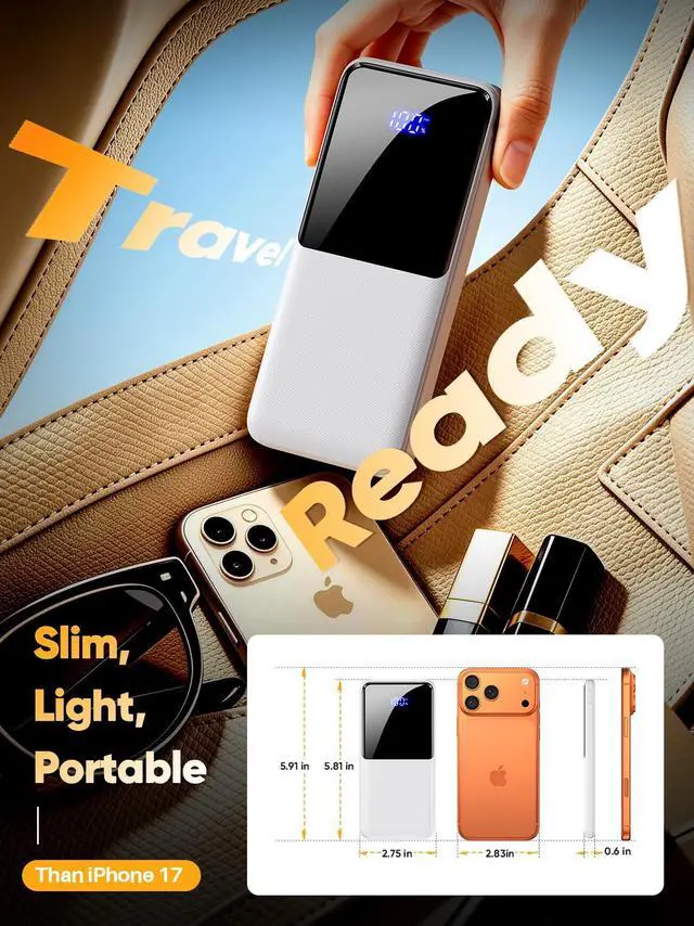Alt view image 6 of 7 - Portable Charger Power Bank 15000mAh Battery Pack with Built in Cable