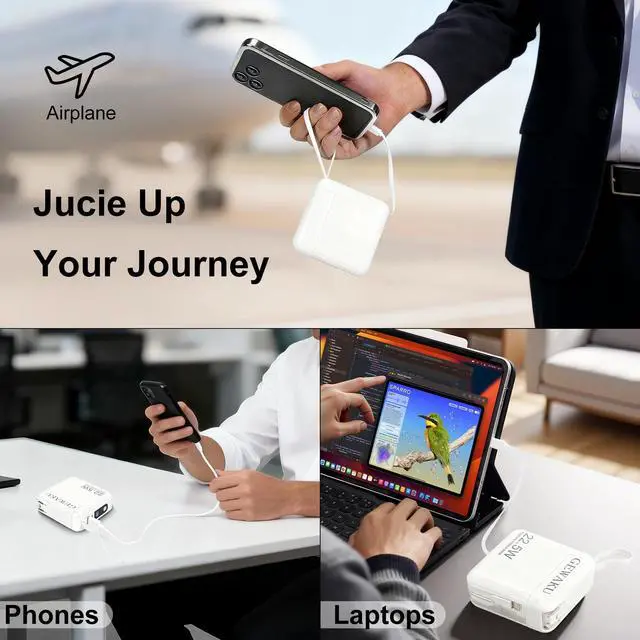 Alt view image 4 of 7 - Detachable Wall Plug Portable Charger 15000mAh Power Bank 22.5W