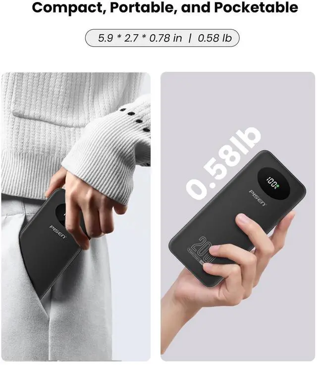 Alt view image 6 of 7 - 3C Certified Power Bank - 10000mAh 20W Fast Charging Battery Pack with Built-in 4 Cable Smart LED Display Flight-Approved Portable Charger Travel Power Bank for iPhone, Samsung, iPad, Tablets