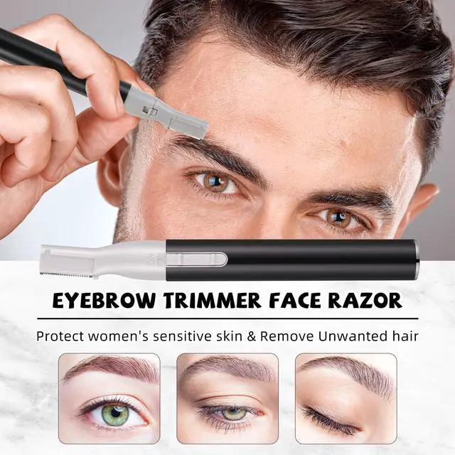 Alt view image 5 of 7 - Eyebrow Trimmer Face Shaver for Women Battery,Black | Precision Personal Trimmer, Prune Hair Removal for Eyebrows Neck Lips, Portable Electric Shaver with Replaceable
