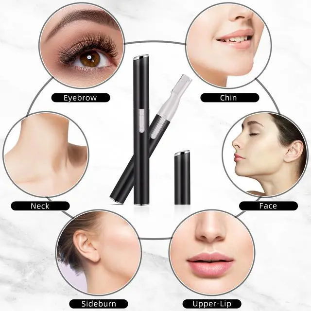 Alt view image 6 of 7 - Eyebrow Trimmer Face Shaver for Women Battery,Black | Precision Personal Trimmer, Prune Hair Removal for Eyebrows Neck Lips, Portable Electric Shaver with Replaceable