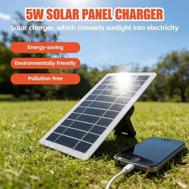 Alt view image 2 of 7 - 5W Solar Panel Charger, Solar Panels Professional Monocrystalline High Efficiency USB Solar Cell Maintainer for Laptops, Radios and Cell Phones with Solar Generator