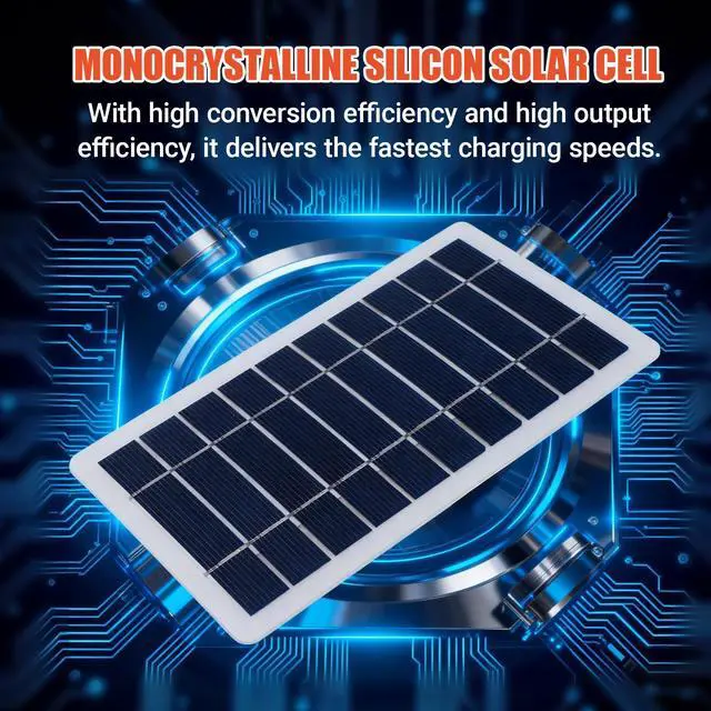 Alt view image 3 of 7 - 5W Solar Panel Charger, Solar Panels Professional Monocrystalline High Efficiency USB Solar Cell Maintainer for Laptops, Radios and Cell Phones with Solar Generator