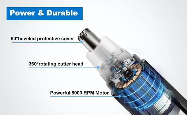 Alt view image 5 of 7 - Nose Hair Trimmer for Men and WomenProfessional Painless Clean Nasal Ear & Facial Hair Electric TrimmerBattary-Operated Eyebrow ClipperDual Edge Blades for Easy Cleansing Black