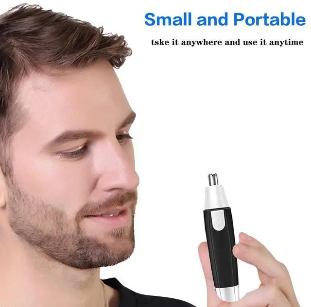 Alt view image 4 of 7 - Nose Hair Trimmer for Men and WomenProfessional Painless Clean Nasal Ear & Facial Hair Electric TrimmerBattary-Operated Eyebrow ClipperDual Edge Blades for Easy Cleansing Black