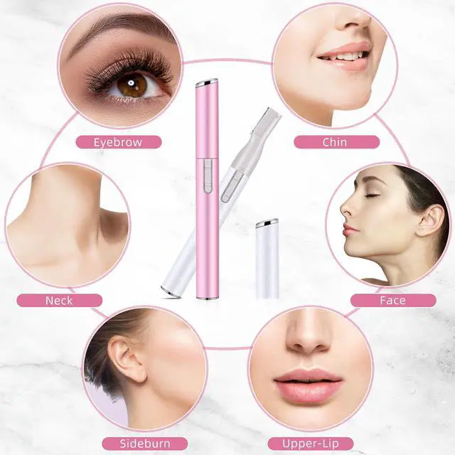 Alt view image 6 of 7 - 2 Pcs Electric Eyebrow Trimmer Women Precision Face Razors Mini Shaver with Comb Christmas Women Gift Battery Operated Personal Epilator for Face Neck Fuzz Lips Leg(White, Pink)