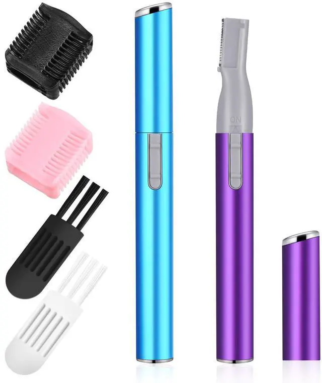 Main image of 2 Pcs Electric Eyebrow Trimmer Women Precision Face Razors Mini Shaver with Comb Christmas Women Gift Battery Operated Personal Epilator for Face Neck Fuzz Lips Leg(Sky Blue, Purple)