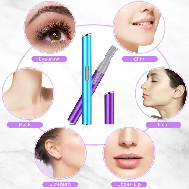 Alt view image 5 of 7 - 2 Pcs Electric Eyebrow Trimmer Women Precision Face Razors Mini Shaver with Comb Christmas Women Gift Battery Operated Personal Epilator for Face Neck Fuzz Lips Leg(Sky Blue, Purple)
