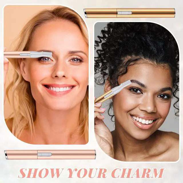 Alt view image 6 of 7 - 2 Pcs Electric Eyebrow Trimmer Women Precision Face Razors Mini Shaver with Comb Christmas Women Gift Battery Operated Personal Epilator for Face Neck Fuzz Lips Leg(Gold, Light Pink)