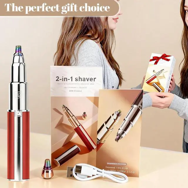 Alt view image 7 of 7 - Womens Eyebrow Trimmer Rechargeable Upgraded 2-in-1 Portable Electric Eyebrow Trimmer & Nose Hair Remover Black Waterproof Eye Brow Razors Electric with USB Charging