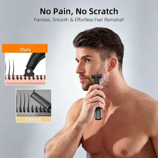 Alt view image 3 of 7 - 3-in-1 Body Groomer for Men, Waterproof Trimmer for Groin & Sensitive | Body groomer for groin sensitive areas. Nose ear eyebrow trimmer. USB-C, cordless travel.
