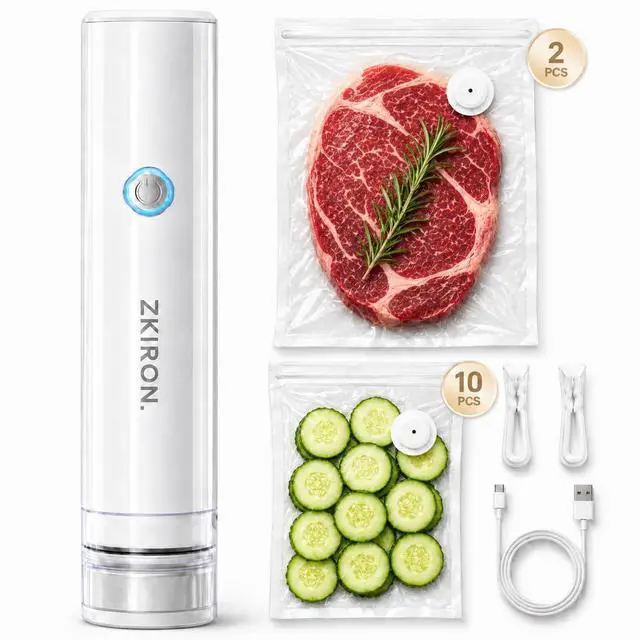 Main image of Compact Vacuum Sealer for Food Powerful Handheld Vacuum Sealer Machine with 12 Reusable Vacuum Bags, 5X Preservation & Fresh, Portable Food Sealer for Meal Prep, Sous Vide & Kitchen Storage