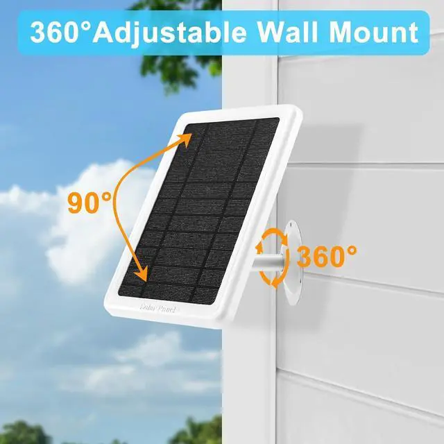 Alt view image 5 of 7 - 5W Solar Panel for Ring Camera, 2 P Solar Charger Compatible with Rings Spotlight &All-New Stick Up Outdoor Cam Battery, 10ft Long Cable with USB-C to Ring Barrel Plug Adapter