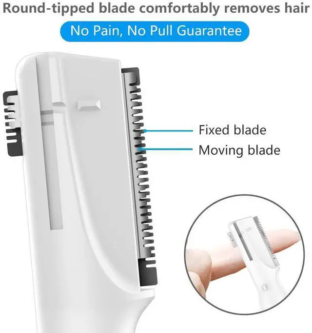 Alt view image 2 of 7 - Eyebrow Trimmer, Precision Electric Eyebrow Razor for Women Battery-Operated Facial Hair Remover with Comb No Pulling Sensation Painless for Face Chin Neck, Upper-Lip, Peach-Fuzz