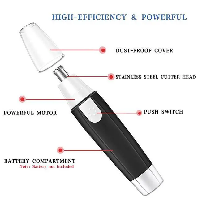 Alt view image 3 of 7 - Nose Hair Trimmer for Men and WomenProfessional Painless Clean Nasal Ear & Facial Hair Electric TrimmerBattary-Operated Eyebrow ClipperDual Edge Blades for Easy Cleansing Black