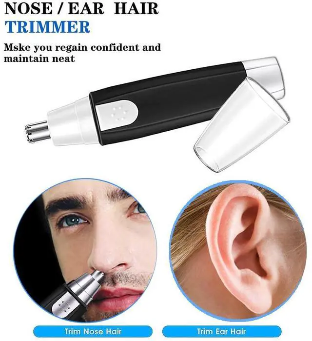 Alt view image 6 of 7 - Nose Hair Trimmer for Men and WomenProfessional Painless Clean Nasal Ear & Facial Hair Electric TrimmerBattary-Operated Eyebrow ClipperDual Edge Blades for Easy Cleansing Black